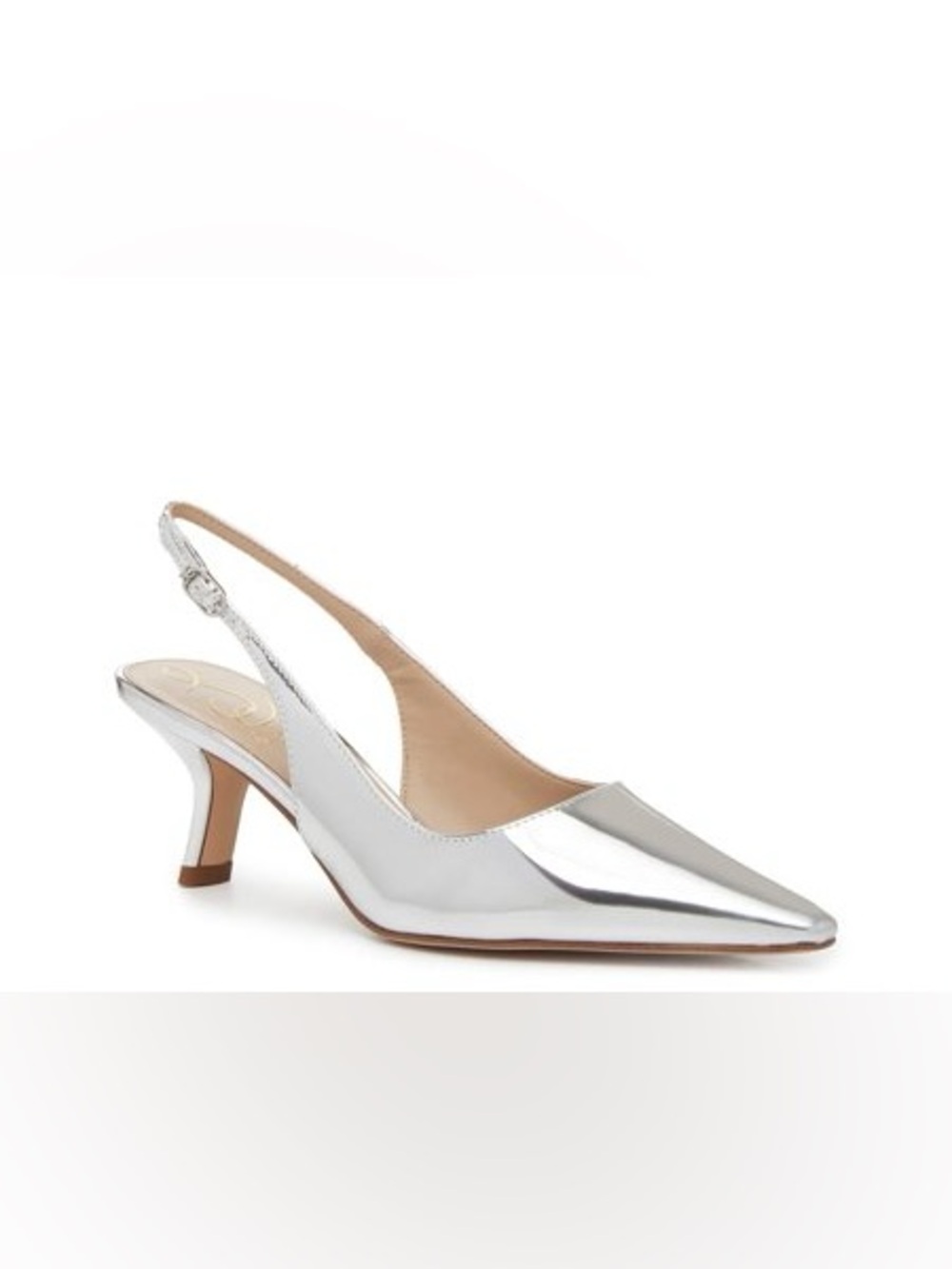 Sam Edelman Bianka Slingback Pump in Silver Patent Leather | VERY SLIGHTLY USED